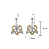 Whale Tail And Heart Silver With 14K Gold Accent Earrings MER2164 - DiveSilver Jewelry